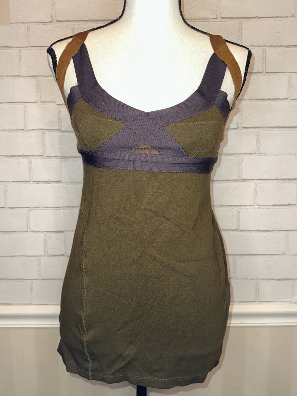 VPL Olive Green Purple Strappy Tank/Dress Size Small